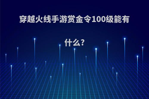 穿越火线手游赏金令100级能有什么?