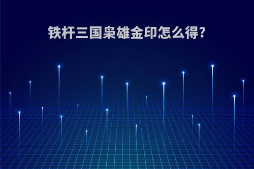 铁杆三国枭雄金印怎么得?