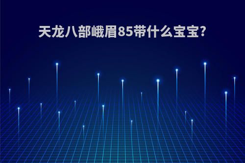 天龙八部峨眉85带什么宝宝?