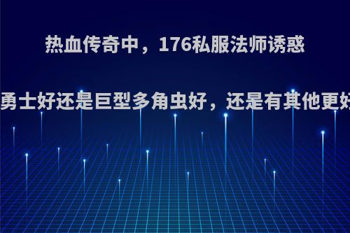 热血传奇中，176私服法师诱惑900血半兽勇士好还是巨型多角虫好，还是有其他更好的选择吗?