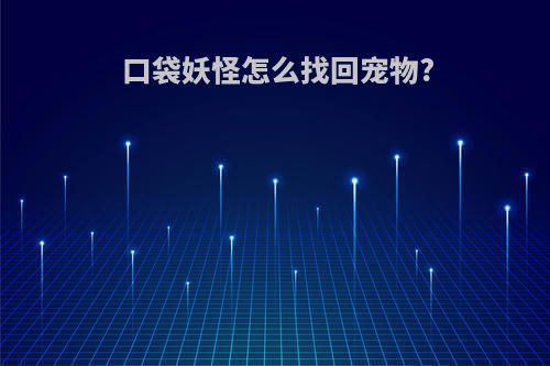 口袋妖怪怎么找回宠物?