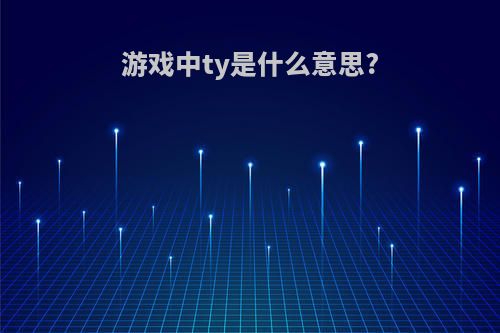 游戏中ty是什么意思?