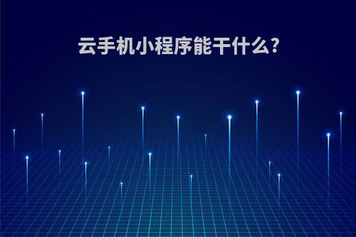 云手机小程序能干什么?