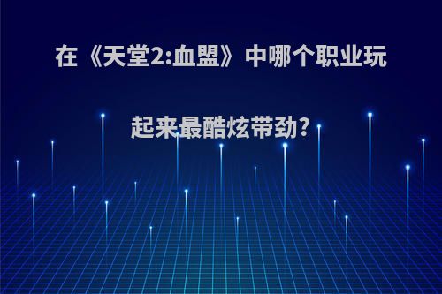 在《天堂2:血盟》中哪个职业玩起来最酷炫带劲?