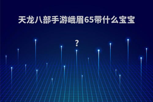 天龙八部手游峨眉65带什么宝宝?