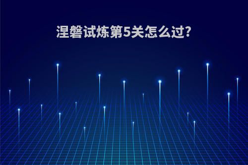 涅磐试炼第5关怎么过?