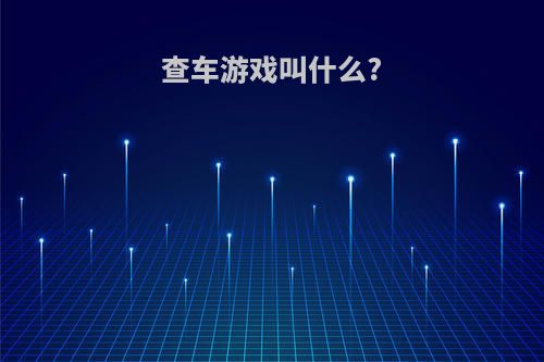 查车游戏叫什么?