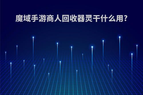 魔域手游商人回收器灵干什么用?