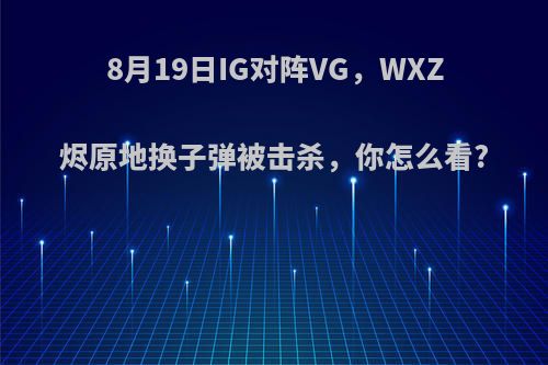 8月19日IG对阵VG，WXZ烬原地换子弹被击杀，你怎么看?