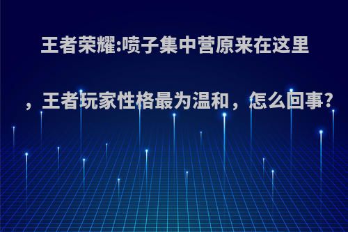 王者荣耀:喷子集中营原来在这里，王者玩家性格最为温和，怎么回事?