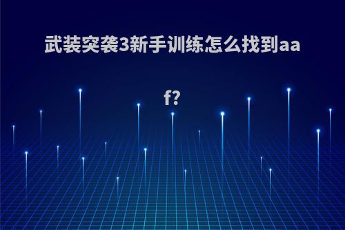 武装突袭3新手训练怎么找到aaf?