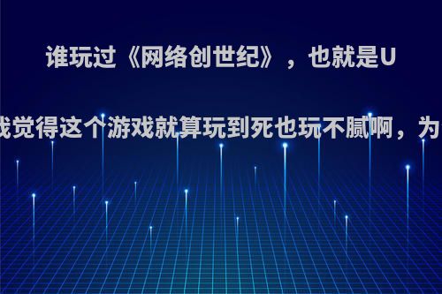 谁玩过《网络创世纪》，也就是UO?如何评价?我觉得这个游戏就算玩到死也玩不腻啊，为什么玩的人少?