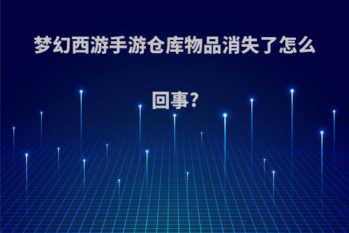 梦幻西游手游仓库物品消失了怎么回事?