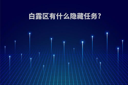 白露区有什么隐藏任务?