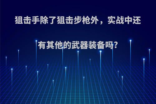 狙击手除了狙击步枪外，实战中还有其他的武器装备吗?