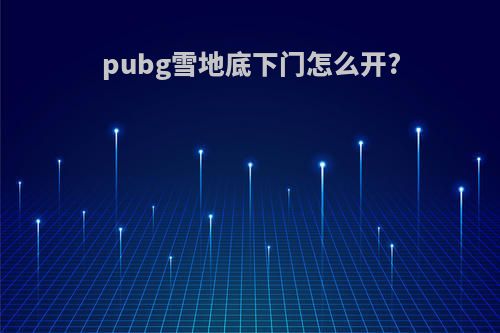 pubg雪地底下门怎么开?