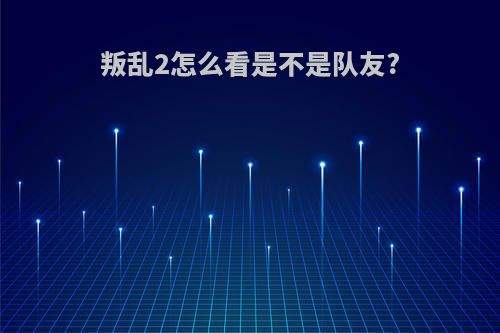 叛乱2怎么看是不是队友?