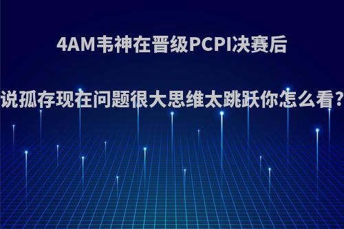 4AM韦神在晋级PCPI决赛后说孤存现在问题很大思维太跳跃你怎么看?