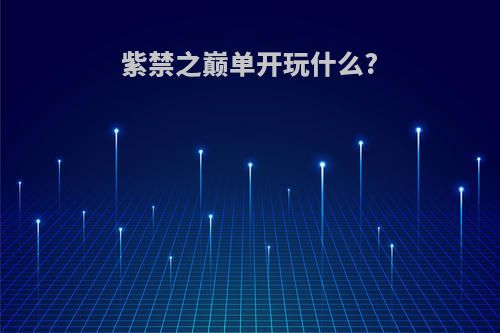 紫禁之巅单开玩什么?