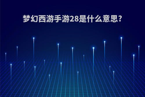 梦幻西游手游28是什么意思?