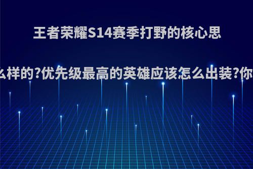 王者荣耀S14赛季打野的核心思路应该是什么样的?优先级最高的英雄应该怎么出装?你有哪些心得?