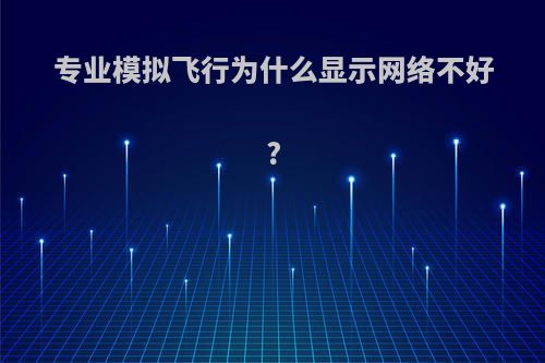 专业模拟飞行为什么显示网络不好?