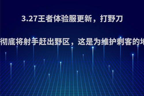 3.27王者体验服更新，打野刀大改，彻底将射手赶出野区，这是为维护刺客的地位吗?