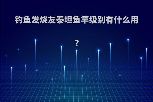 钓鱼发烧友泰坦鱼竿级别有什么用?