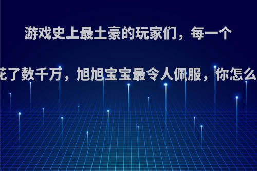 游戏史上最土豪的玩家们，每一个都花了数千万，旭旭宝宝最令人佩服，你怎么看?