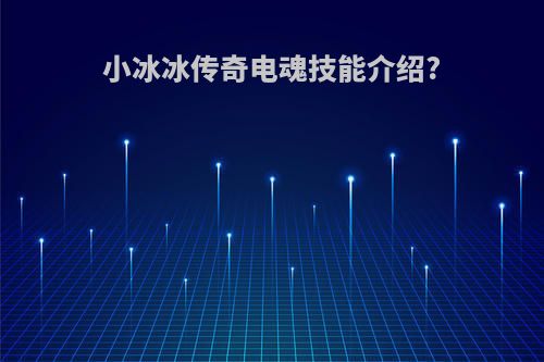 小冰冰传奇电魂技能介绍?