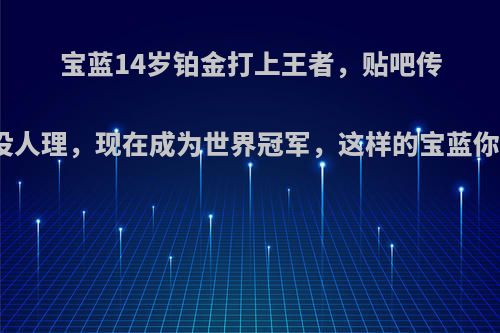 宝蓝14岁铂金打上王者，贴吧传授经验没人理，现在成为世界冠军，这样的宝蓝你知道吗?