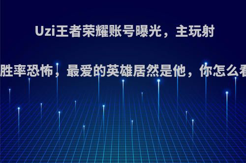 Uzi王者荣耀账号曝光，主玩射手胜率恐怖，最爱的英雄居然是他，你怎么看?