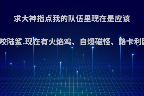 求大神指点我的队伍里现在是应该要班吉拉还是烈咬陆鲨.现在有火焰鸡、自爆磁怪、路卡利欧、藤皇蛇和铁?