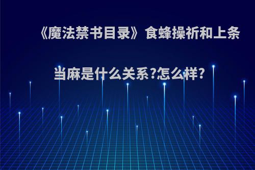 《魔法禁书目录》食蜂操祈和上条当麻是什么关系?怎么样?