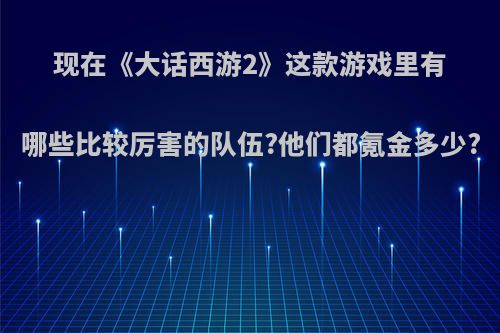 现在《大话西游2》这款游戏里有哪些比较厉害的队伍?他们都氪金多少?