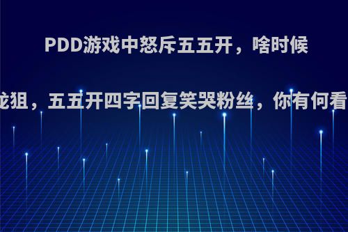 PDD游戏中怒斥五五开，啥时候还龙狙，五五开四字回复笑哭粉丝，你有何看法?