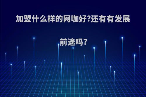 加盟什么样的网咖好?还有有发展前途吗?