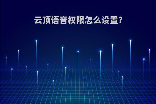 云顶语音权限怎么设置?
