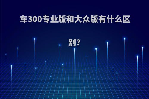 车300专业版和大众版有什么区别?