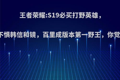 王者荣耀:S19必买打野英雄，实力不惧韩信和镜，百里成版本第一野王，你觉得呢?