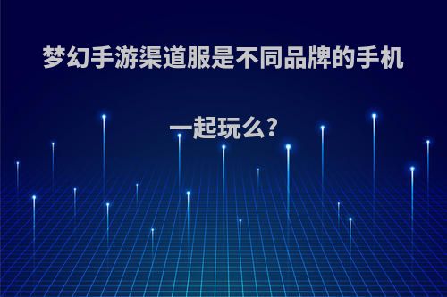 梦幻手游渠道服是不同品牌的手机一起玩么?
