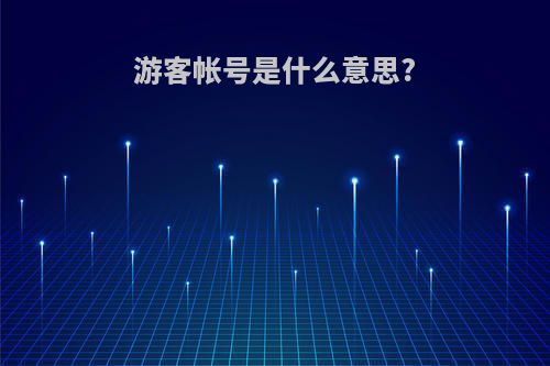 游客帐号是什么意思?