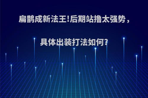 扁鹊成新法王!后期站撸太强势，具体出装打法如何?