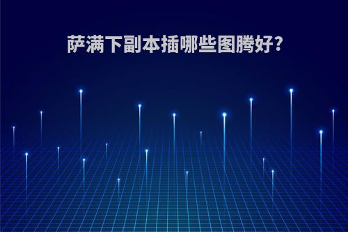 萨满下副本插哪些图腾好?