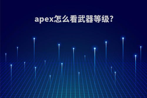 apex怎么看武器等级?