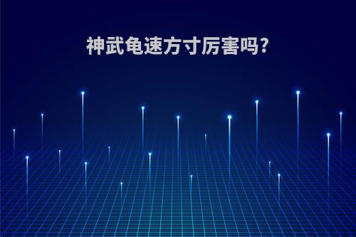 神武龟速方寸厉害吗?