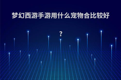 梦幻西游手游用什么宠物合比较好?