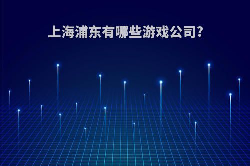 上海浦东有哪些游戏公司?