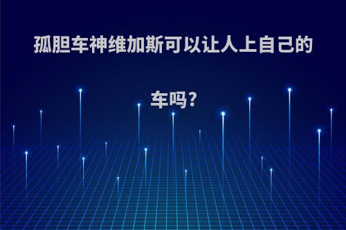 孤胆车神维加斯可以让人上自己的车吗?