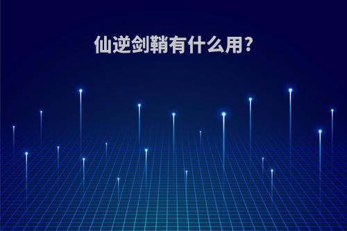 仙逆剑鞘有什么用?